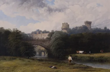 Warwick Castle, vanaf de rivier, 1842